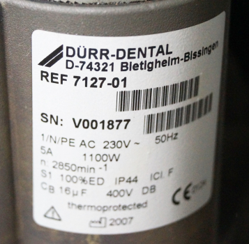 Dürr Dental Trockenabsaugung V600 7127-01 mit Steuereinheit 0700-500-50