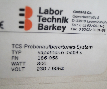 Barkey TCS Probenaufbereitungssystem – Labotherm mobil S + Gewärmte Belüftung