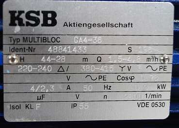 KSB Multibloc CA4-36 Blockkreiselpumpe für industrielle Anwendungen Pumpe