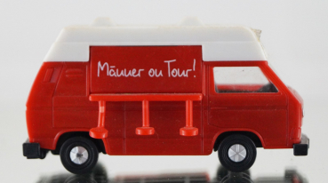 2x GRELL Modell Bus Hasseröder Männer on Tour! rot + gelb ca. 1:72