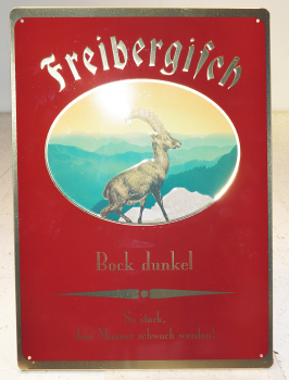 Freibergisch Bock dunkel Blechschild Bier Reklame Werbung NEU OVP