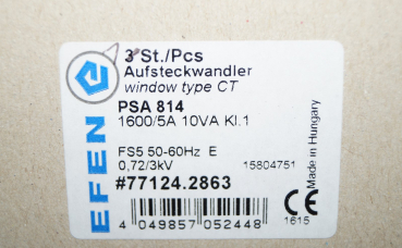 EFEN PSA 814 Aufsteckwandler 1600/5A 10VA Stromwandler Austeckstromwandler NEU