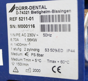 Dürr Dental 5211 01 Kompressor Duo + Trockenluftpatrone 1640 01