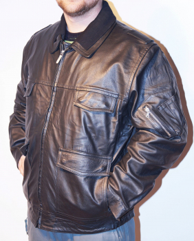 Original Polizei Lederjacke Lederblouson Motorradjacke Herrenjacke schwarz Biker Jacke Leder Blouson