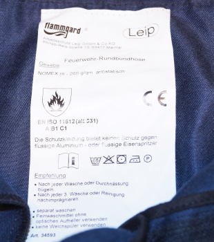 Flammgard Feuerwehrhose NOMEX III antistatisch blau Diensthose