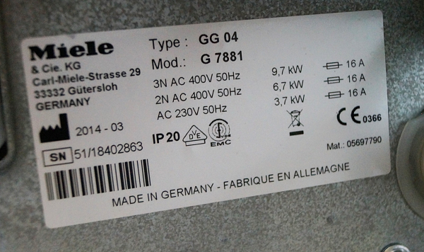 Miele G7881 Thermodesinfektor mit DOS-System – Unterbaugerät mit 2 Spülkörben