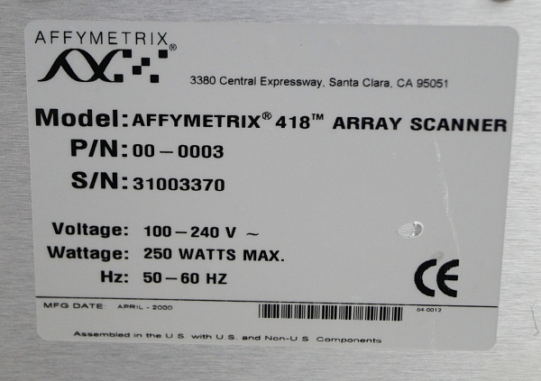 Microarray Scanner Genetic Microsystem GMS 418