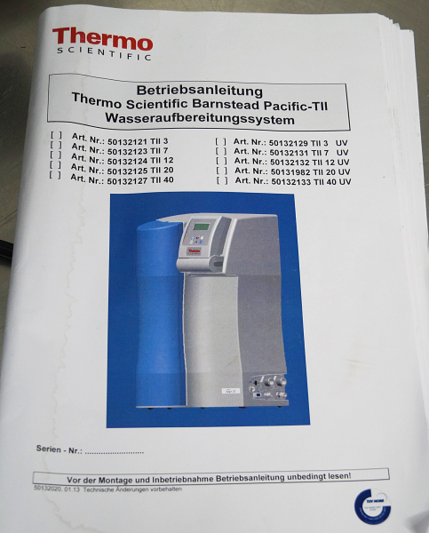 Thermo Scientific Barnstead Pacific TII 12 UV Reinwasseraufbereitungsanlage