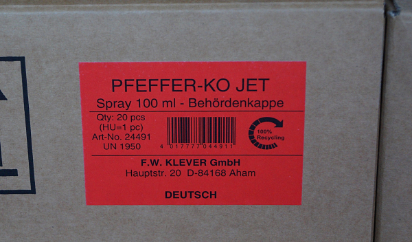 Restposten Set Pfeffer KO Fog + Jet Spray 100 ml Pfefferspray Nebelspray Abwehrspray