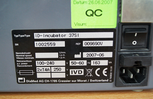 DIAMED ID Incubator 37 SI Inkubator Brutschrank Wärmeschrank
