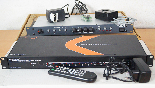 ATLONA AT-LINE-PRO5 Profi Videopräsentation Switcher Scaler biamp Advantage SPM412e Stereo Preamp Mixer