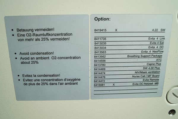 Dräger EVITA 4 Version 04.22 Beatmungsgerät