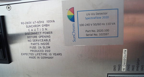 Sunchrom UV VIS Scannig Detector Spectra Flow SF 2020 Chromatograph
