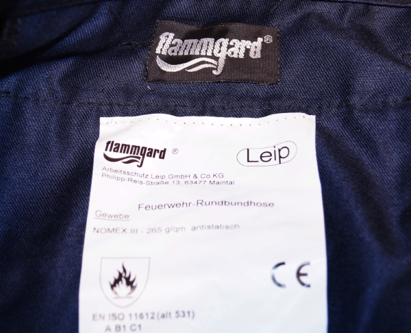 Flammgard Feuerwehrhose NOMEX III antistatisch blau Diensthose