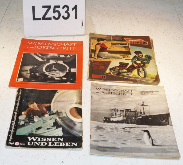 4x VEB DDR Heft Wissenschaft und Fortschritt 1958 Jugend und Technik 1956 Wissen und Leben 1959