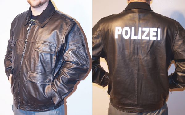 ORIGINAL Polizei Lederjacke schwarz Echt Leder Blouson Motorradjacke 46-62